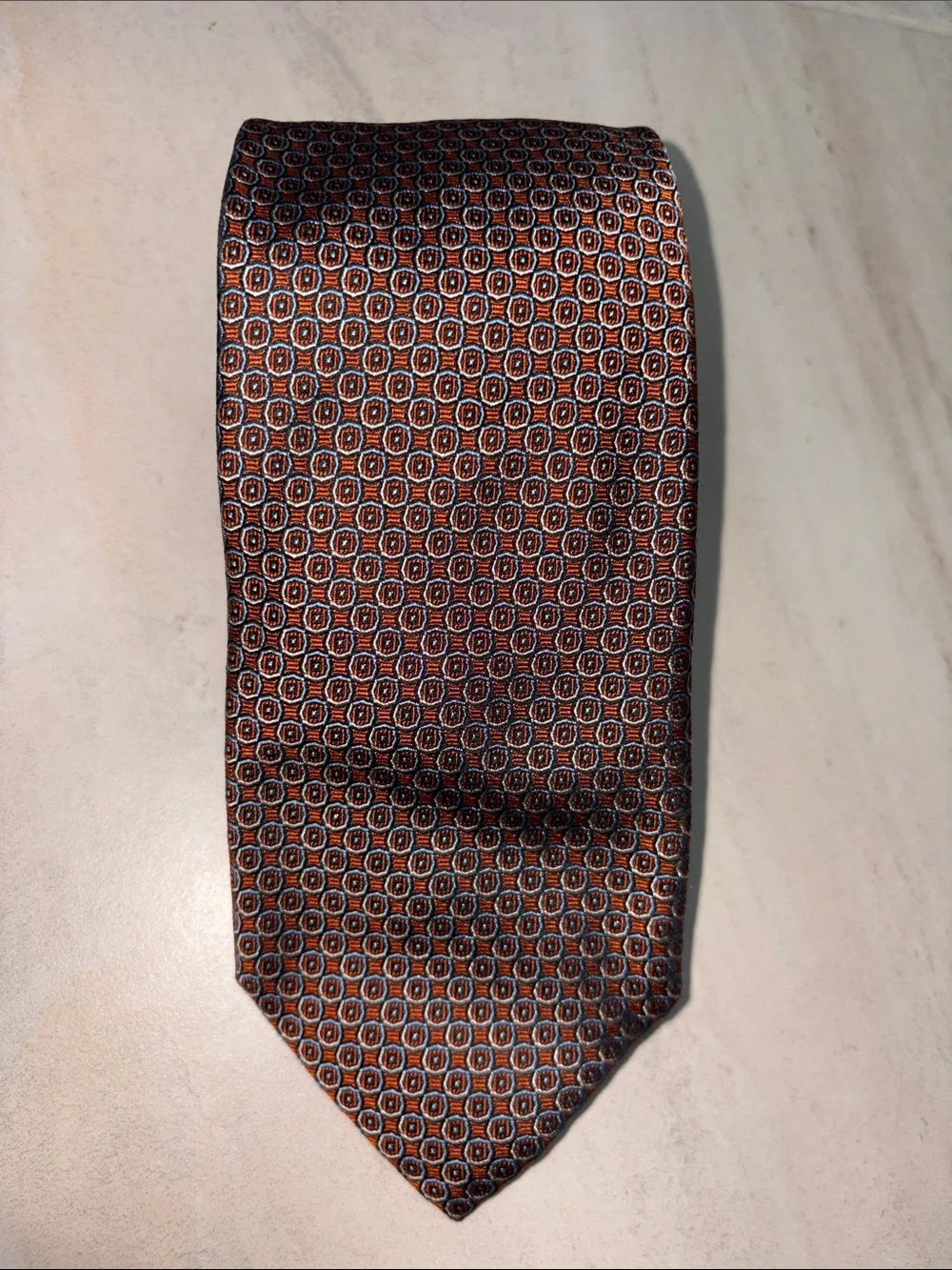 Robert Talbott Best of Class Brown& Blue Geometric Circles Neck Tie